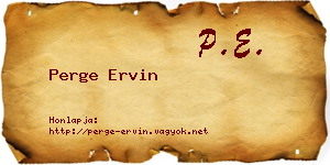 Perge Ervin névjegykártya